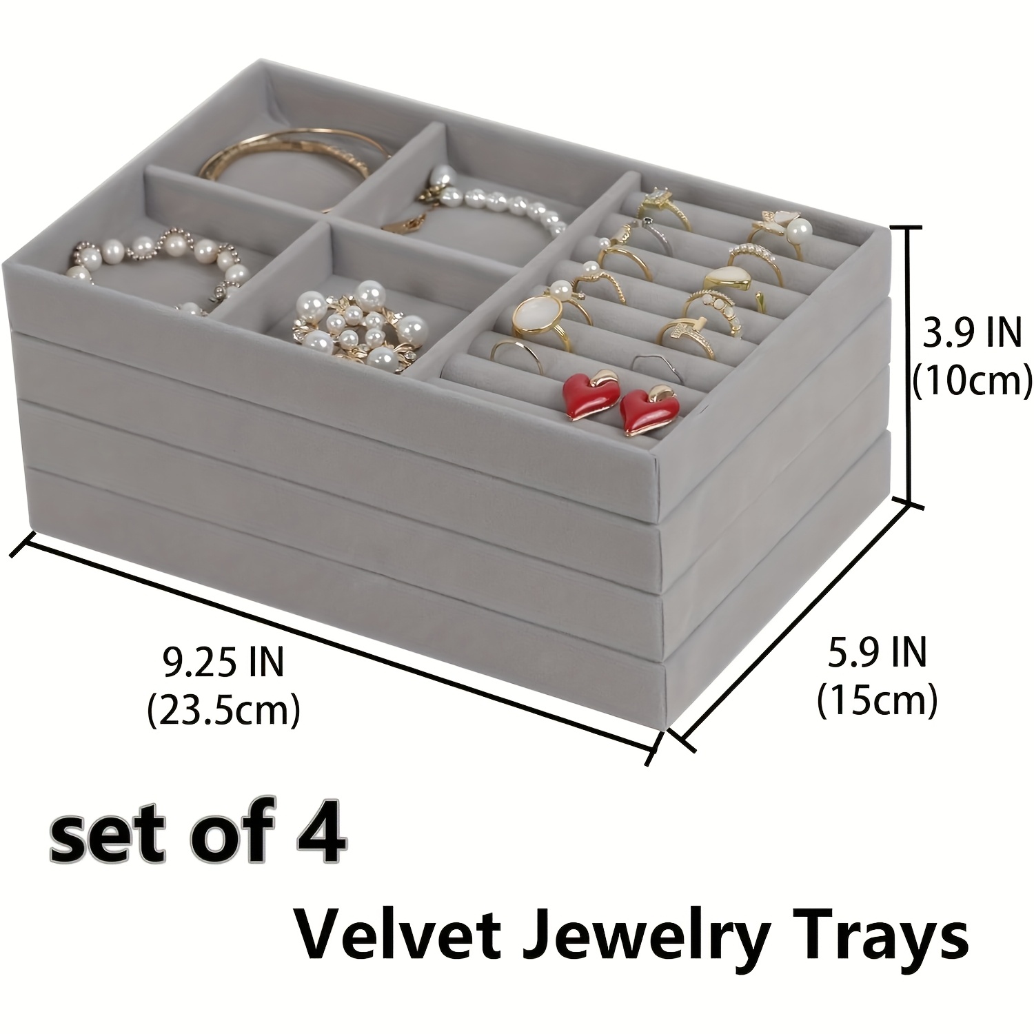 Stackable Velvet Jewelry Drawer Tray, Elegant Storage